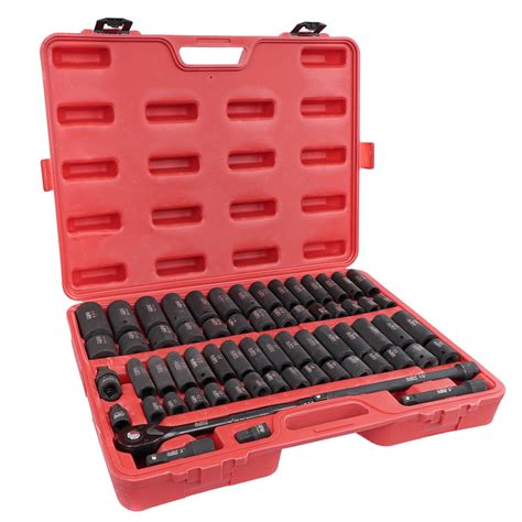 Abn 65 Piece Impact Socket Set 12in Drive Shallow And Deep Socket
