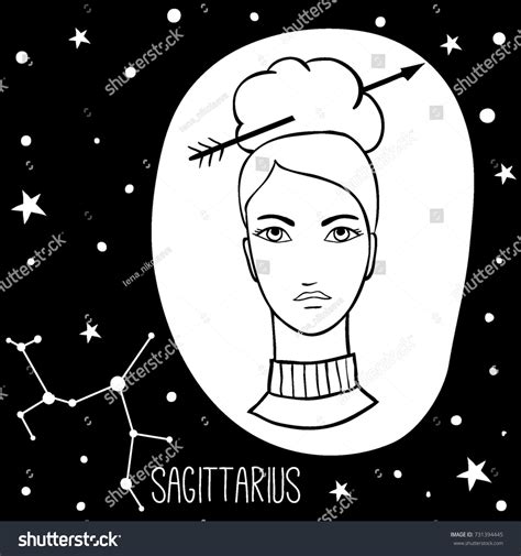Sagittarius Woman Zodiac Sign Stars Astrological Stock Vector (Royalty