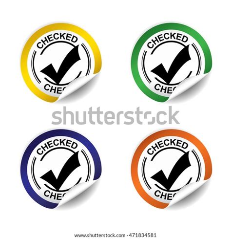 Checked Sticker Button Label Sign Set Stock Vector Royalty Free 471834581