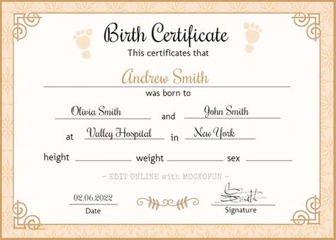 Birth Certificate Template Mockofun
