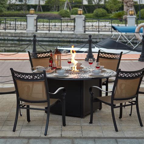 Fire Pit Table Set 5 Piece Smoke Gray Contemporary Fire Pit Table Set