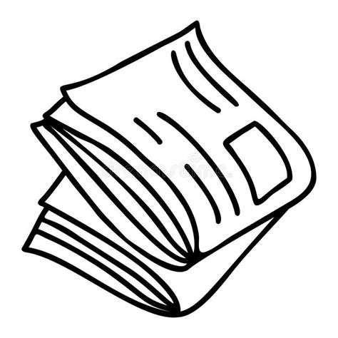 Folded Newspapers Vector Illustration Linear Hand Drawn Doodle Stock