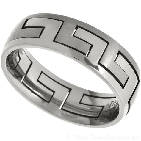 Buy online now and get 25% off your purchase! Men's 2 Piece Greek Key Titanium Puzzle Ring