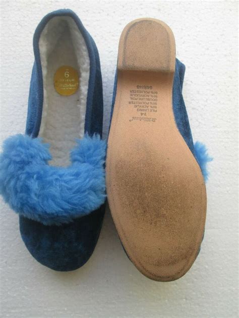 Vintage Half Cuff Fur Collar Slippers Size 6 Used St Michael 1960s 70