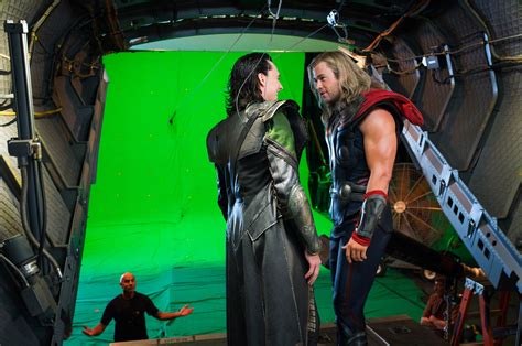Psbattle Loki And Thor In Front Of Greenscreen On The Set Of Avengers