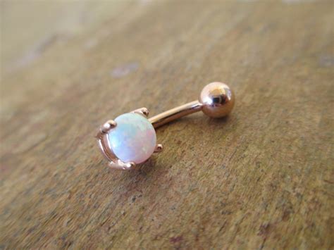 Round Cut Opal Belly Button Ring Navel Piercing Jewelry 14k Etsy