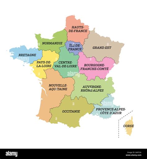 Francia Metropolitan Mappa Con Nuove Regioni Immagine E Vettoriale Alamy