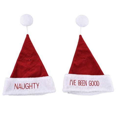 wholesale naughty or good santa hats red white text 17