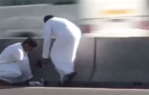Uae Video Emirati Men Rescue Stranded Cat On Sharjah Road Menafncom