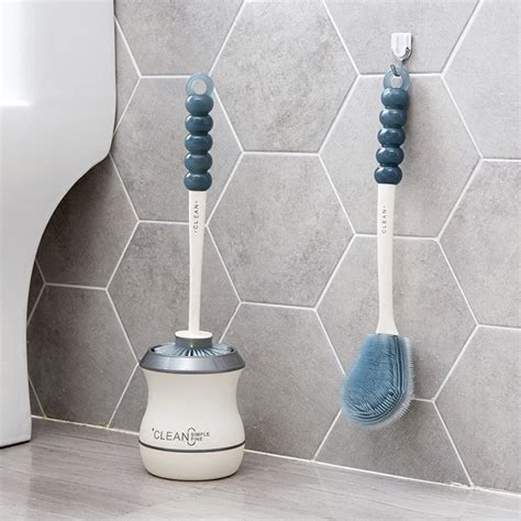 Toilet Brush Silicone Soft Bristle Base Bathroom Wc Lavatory Cleaning