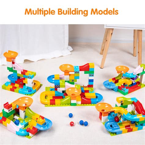 cheap 52 pcs marble race building blocks funnel slide big building brick run maze ball toys for