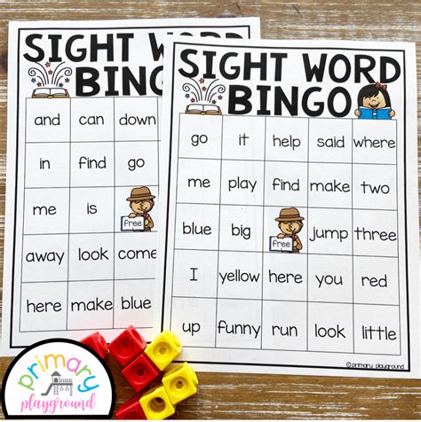 Sight Word Bingo Dolch Pre Primer Words Primary Playground