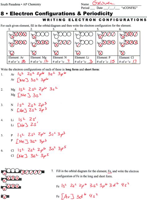 Unit Electron Configurations Quantum Numbers Worksheet 4