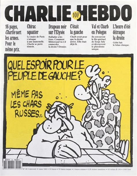 Charlie Hebdo 40 31 Mars 1993 Couverture Charb Charlie Hebdo Chirac Lheure