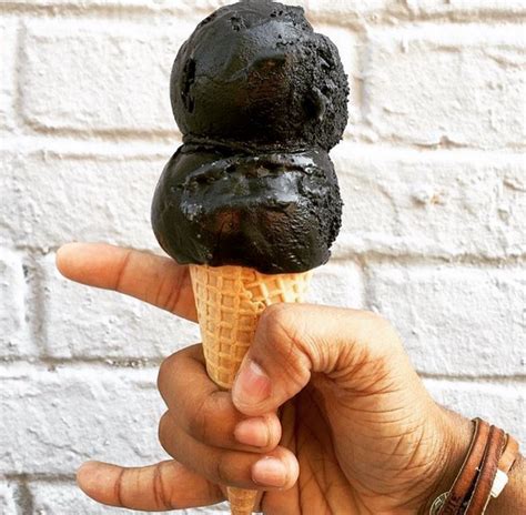 Black Ice Cream Made With Coconut Ash Charcoal Ice Cream Black Ice Cream Scream Waffle Ice