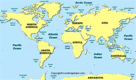 Labeled Map Of The World With Oceans And Seas 🌍 Free