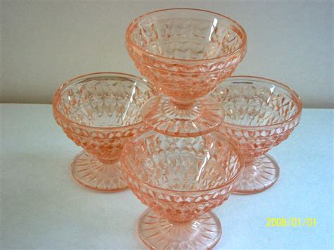 Pink Depression Glass Desert Dishes Ice Cream Bowls 1930s