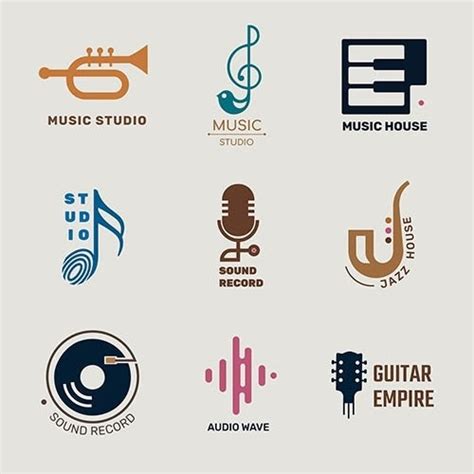 Editable Flat Music Vector Logo Design Set Free Download