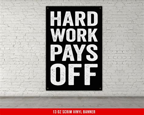 Hard Work Pays Off Banner Home Gym Decor Large Quotes Wall Etsy