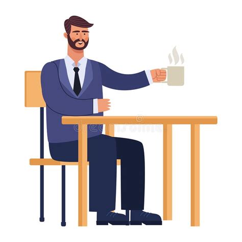 Businessman Drinking Hot Coffee In Relaxation Stock Vector
