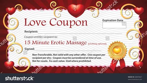 Printable Love Coupon T Fifteen Minute Stock Illustration 68845867 Shutterstock