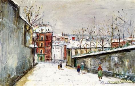 Rue Du Mont Cenis In The Snow Artwork By Maurice Utrillo Oil Painting