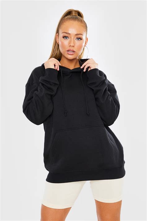 Black Oversized Hoodie In The Style Usa