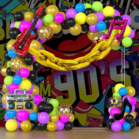 Buy 90s 80s Themed Balloon Garland Party Decorations Purple Rose Red