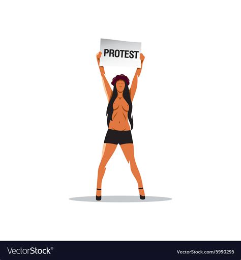 Naked Girl With A Placard Protesting Royalty Free Vector
