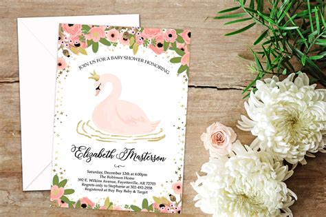 Swan Invitation For Swan Baby Shower Or Swan Party Printed Etsy