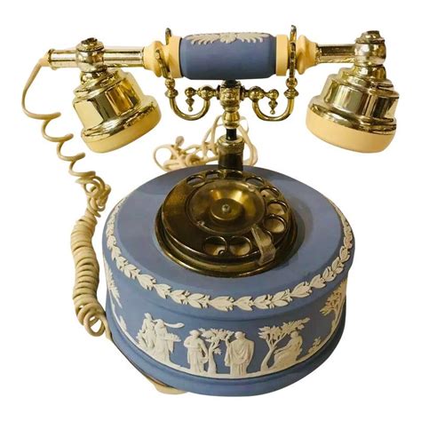 1980s Wedgwood Jasperware Blue Rotary Dial Telephone Astral Vintage