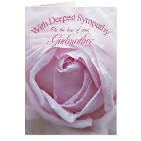 Sympathy For Loss Of Godmother A Pink Rose Card Zazzle
