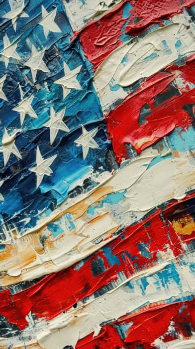 American Flag Painting Abstract Art Patriotic Artwork Textured Flag