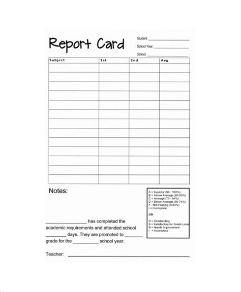 Homeschool Report Card Template Free ~ Addictionary