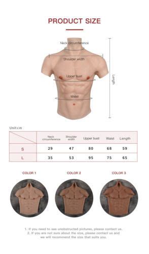 Realistic Silicone Man Muscle Chest Abdominal Simulation Vest Suit For