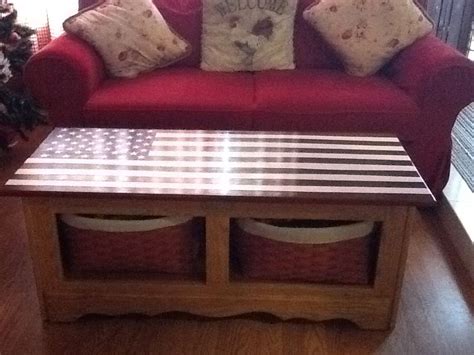 I've gotten into the habit of making several american flag products as cutting boards and signs, and i thought what could be more fund than making a giant hardwood american flag as a table top for my desk! Painted American flag coffee table. | Diy furniture ...
