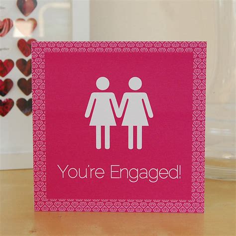 Same Sex Female Youre Engaged Card By Pink And Turquoise