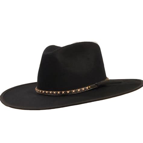 Tucson Black Felt Flat Brim Cowboy Hat Gone Country Hats