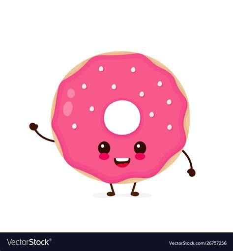 Happy Cute Smiling Donut Vector Image On VectorStock In 2020 Donut