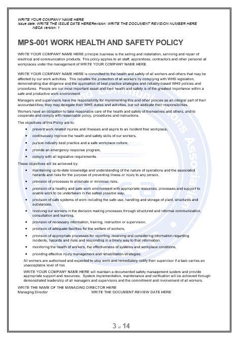 Workplace Safety Policy Sampletemplates