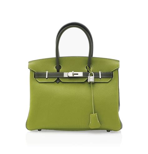 A Bi Colour Grass Green And Olive Green Leather Birkin Bag HermÈs