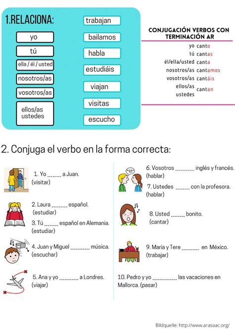 Ejercicio de Verbos regulares terminación ar Verbos Verbos para niños Aprender español
