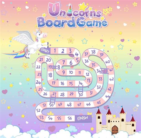 Board Game For Kids In Unicorn Pastel Color Style Template 2053059