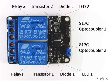 Opto Isolated Dual Relay Module Arduino Techydiy