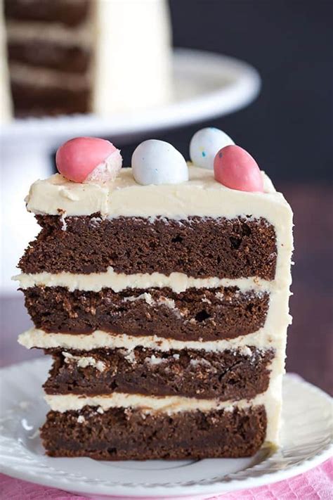 Malted Chocolate Cake With White Chocolate Frosting