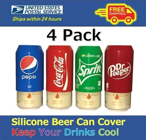 4 Pack Beer Can Coverssilicone Sleeve Hide A Beer Coca Colapepsi