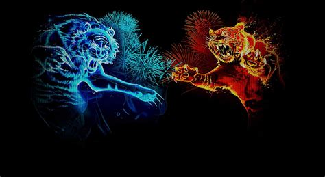 Abstract Digital Abstract Fire Tiger Wallpapers Hd