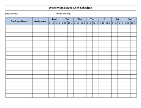 Free Weekly Employee Work Schedule Template Goimages Ily