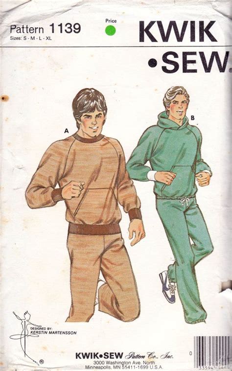 Kwik Sew 1139 Vintage Sewing Pattern Dated 1981 Mens Jogging Suit