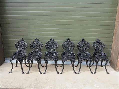 Set Of 6 Cast Iron Garden Chairs